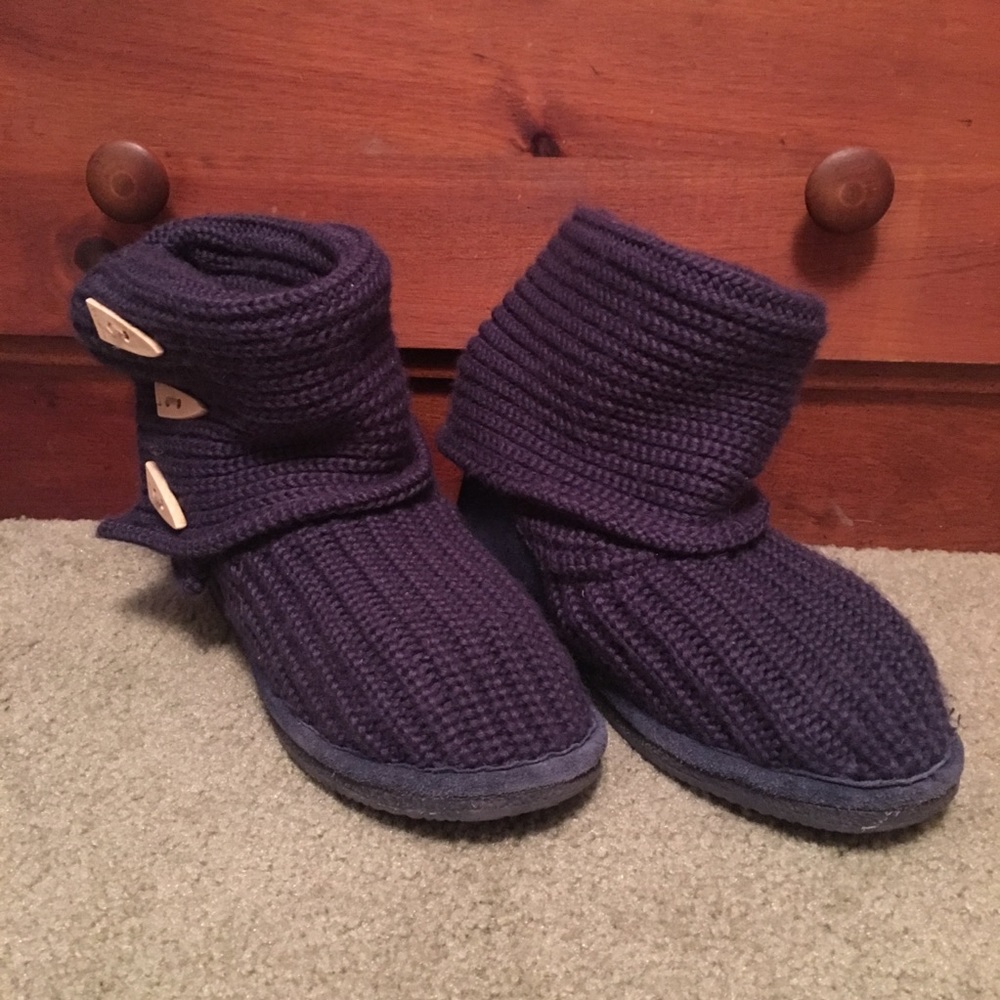 Navy Knit BearPaw Boots